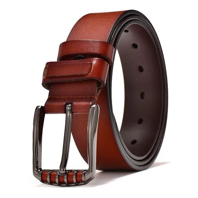 Luxury Vintage Genuine Leather High Quality Pin Buckle Belt