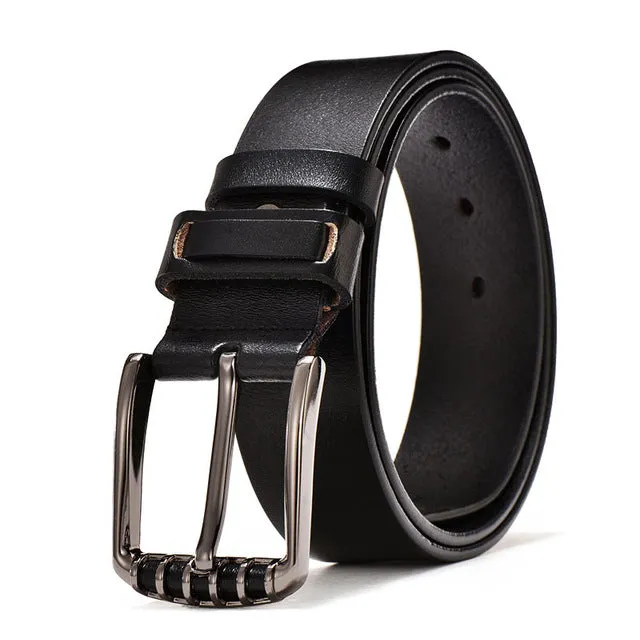 Luxury Vintage Genuine Leather High Quality Pin Buckle Belt