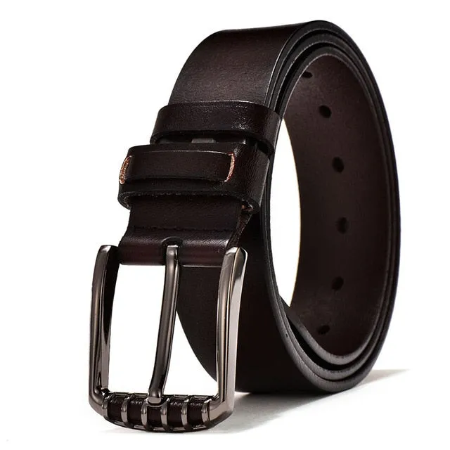 Luxury Vintage Genuine Leather High Quality Pin Buckle Belt