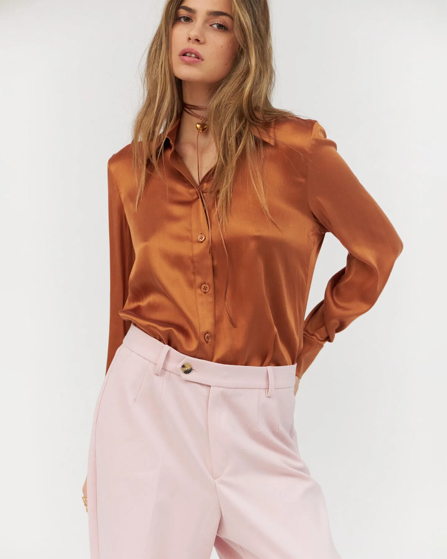 MATT LATIA SILK BLEND BLOUSE - COPPER