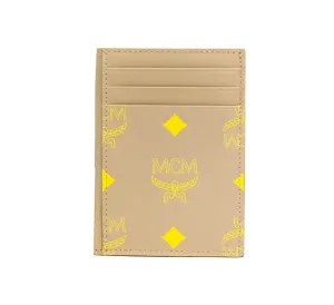 MCM Color Splash Croissant Beige Visetos Monogram Card Case