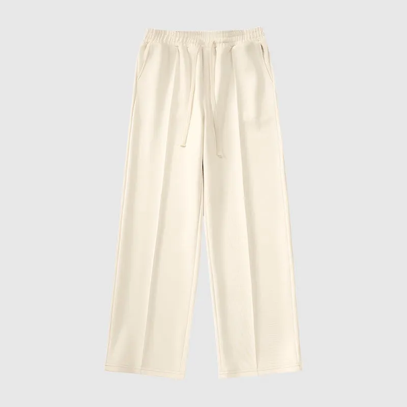 Men's Casual Pleat Stitching Loose Wide Straight Leg Pants