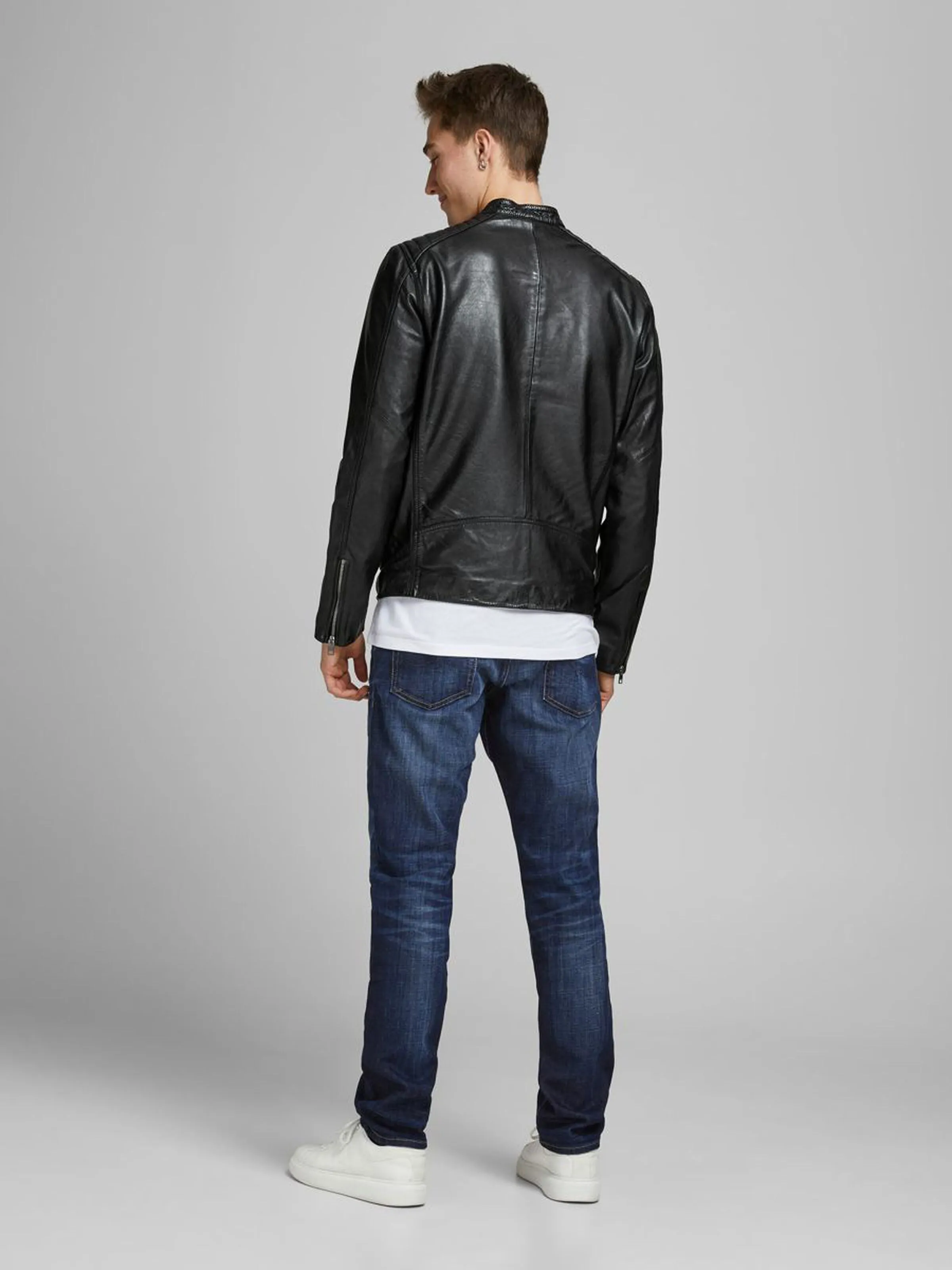 Men's Classic Bomber Black Leather Jacket