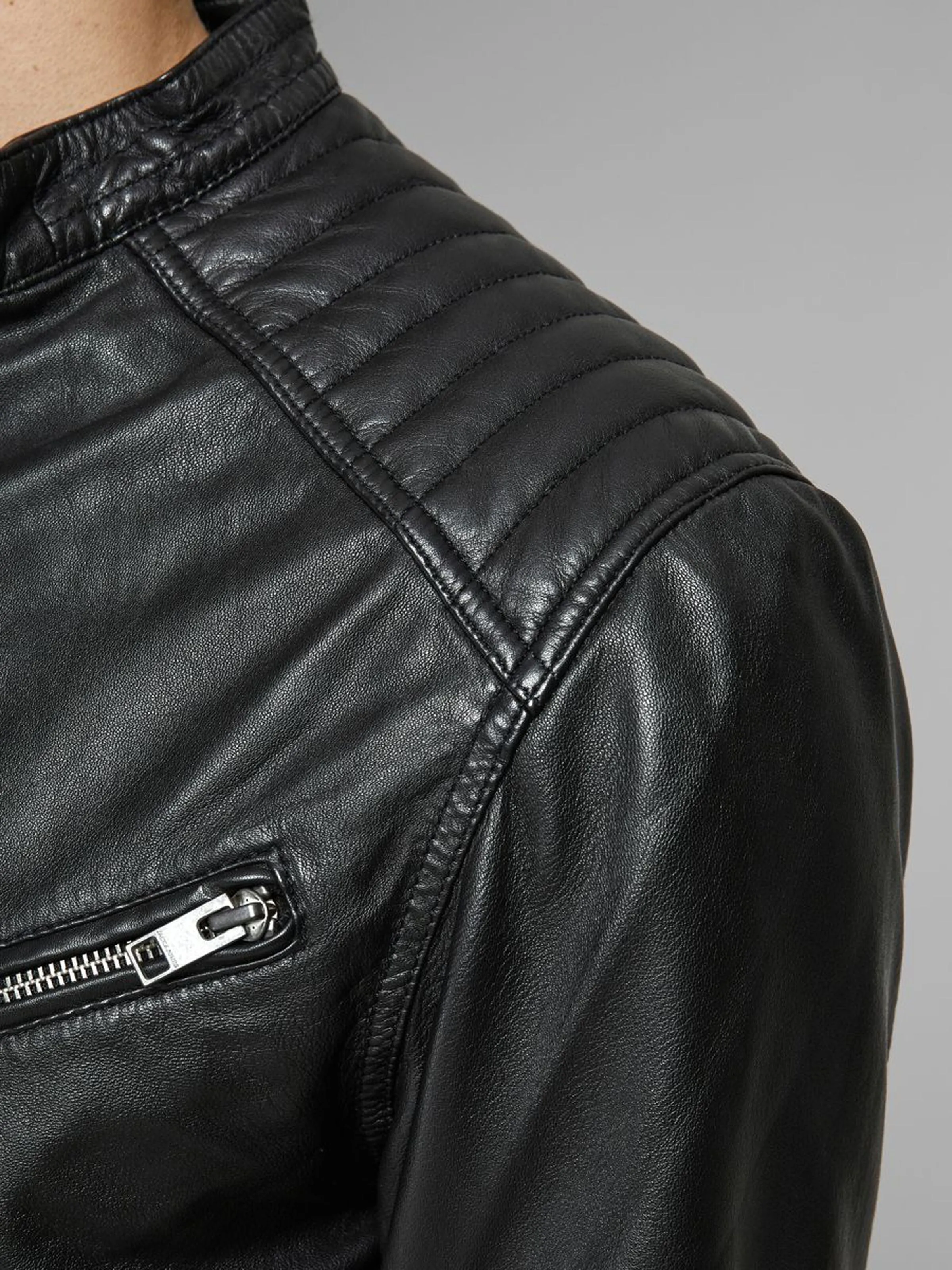 Men's Classic Bomber Black Leather Jacket