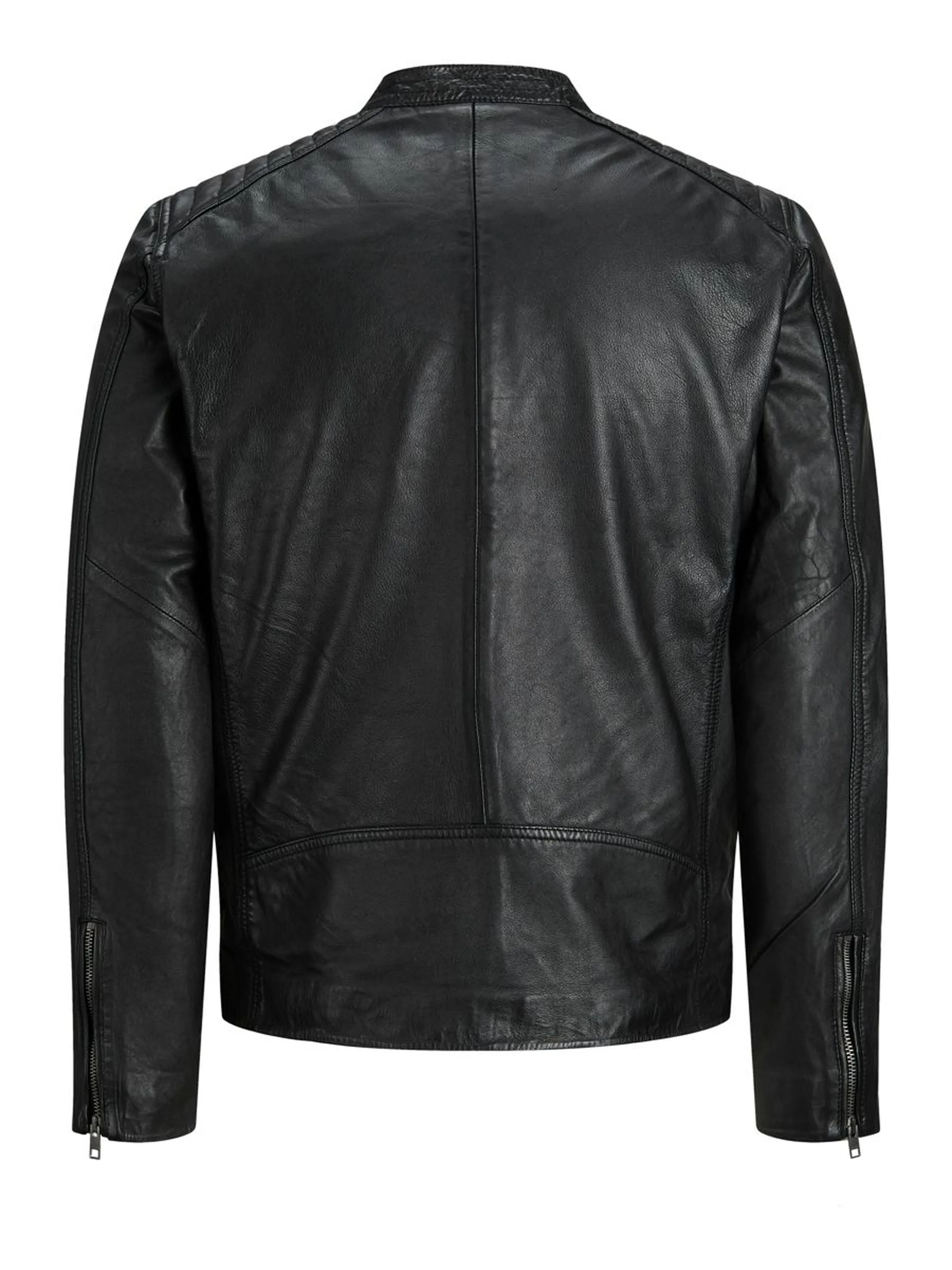 Men's Classic Bomber Black Leather Jacket