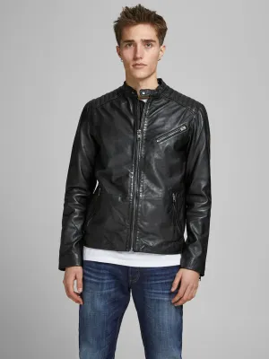 Men's Classic Bomber Black Leather Jacket