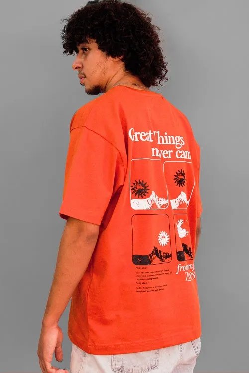 Men's Cotton oversized T-Shirt- Orange