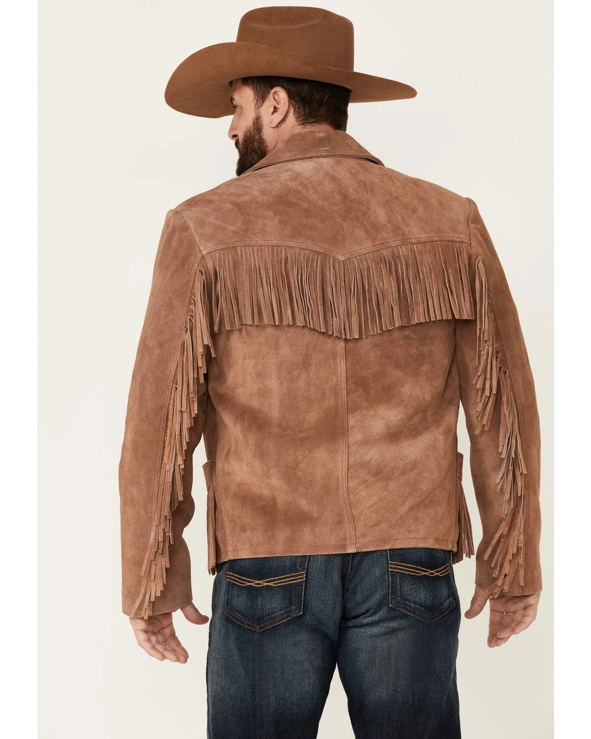 MEN'S HAND CUT FRINGE REAL SUEDE LEATHER JACKET