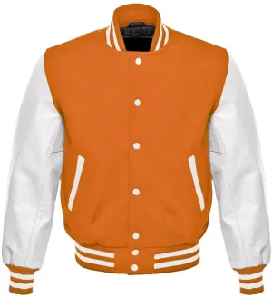 Mens Orange And White Varsity Jacket