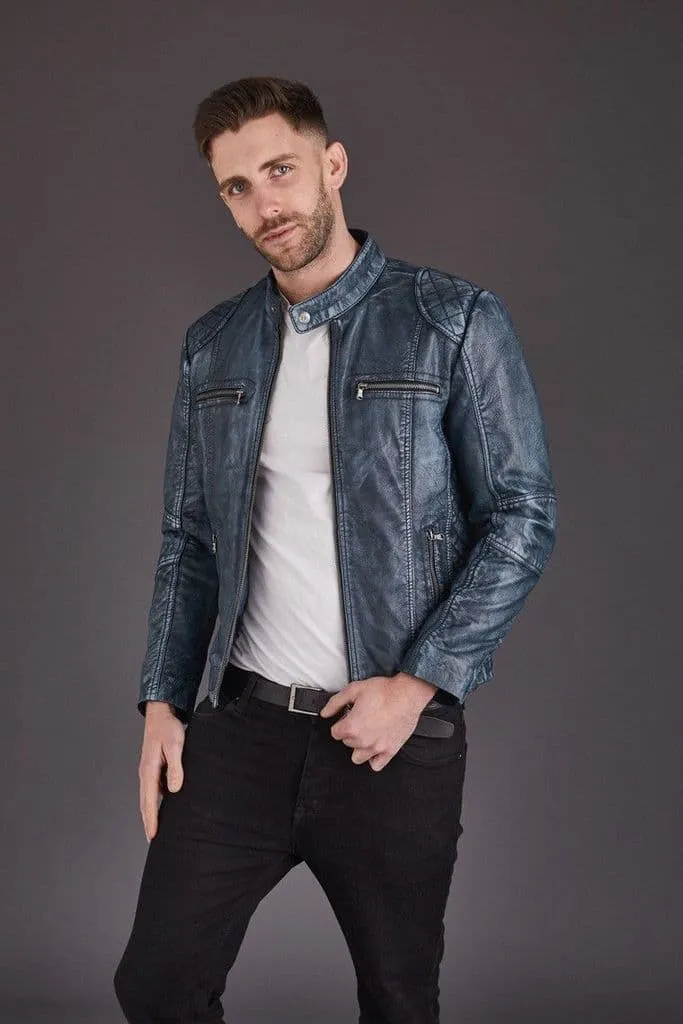 Men's Quilted Vintage Biker Style Premium Leather Jacket