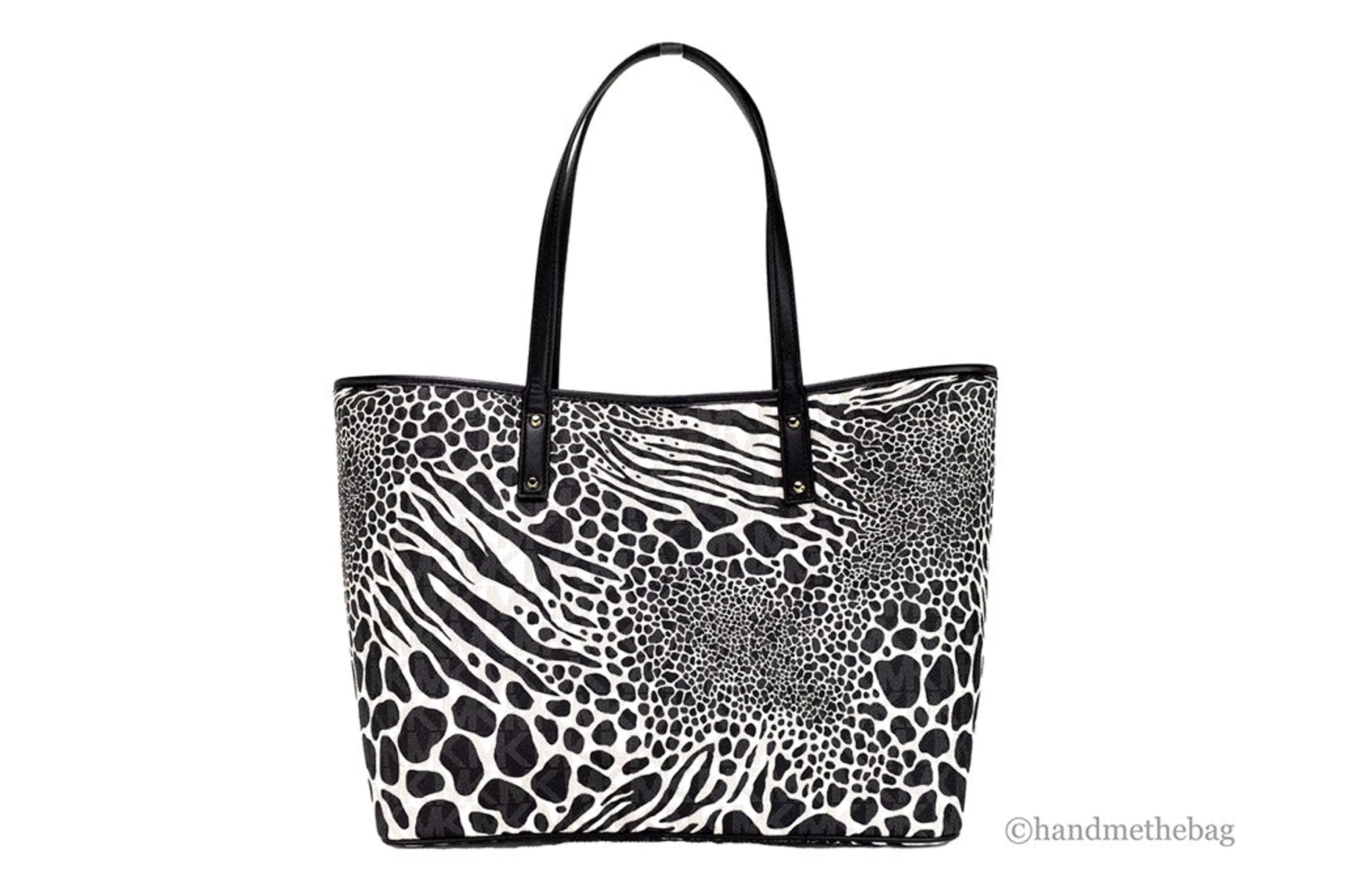 Michael Kors Carter Large Black Animal Print Open Tote