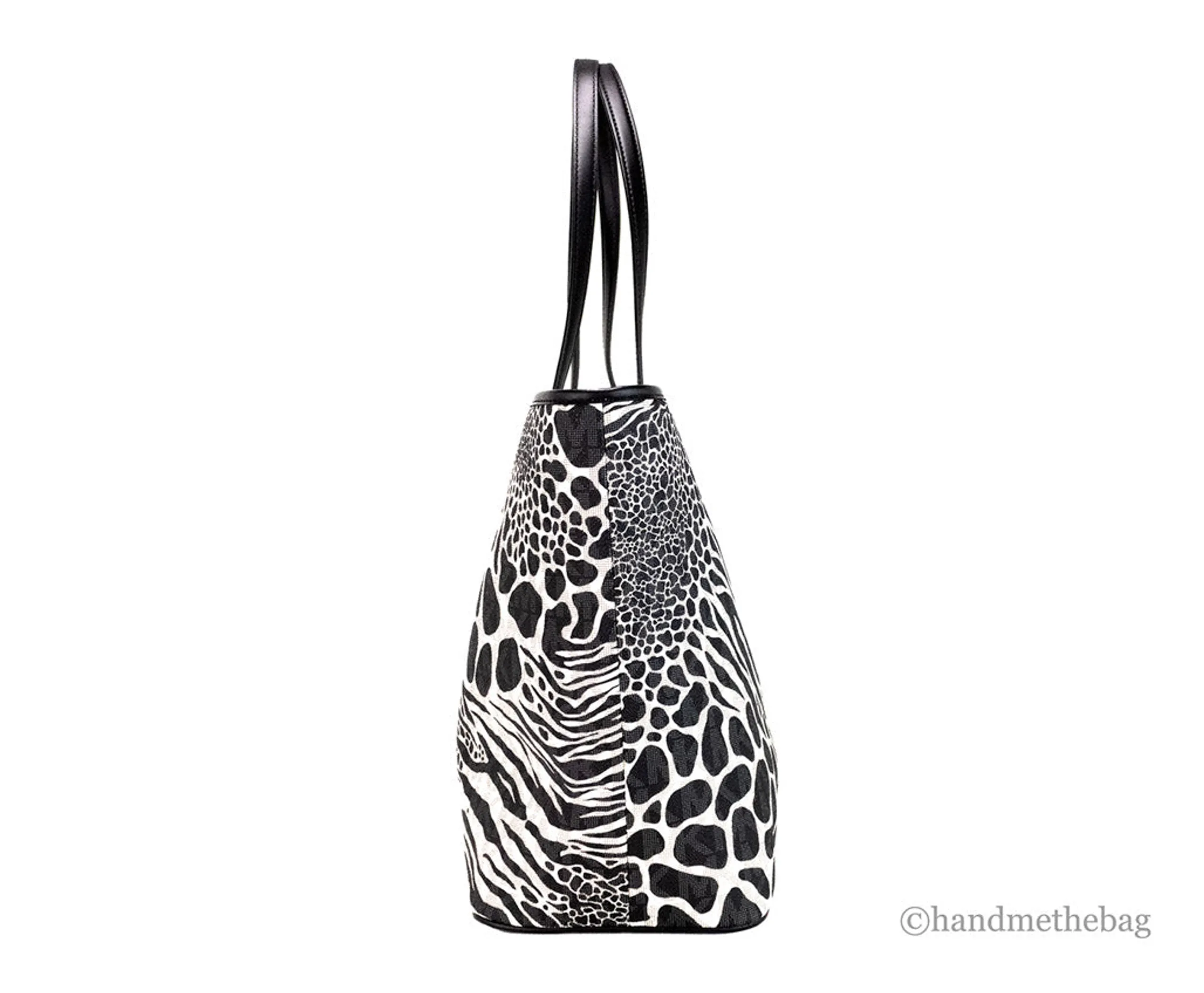 Michael Kors Carter Large Black Animal Print Open Tote