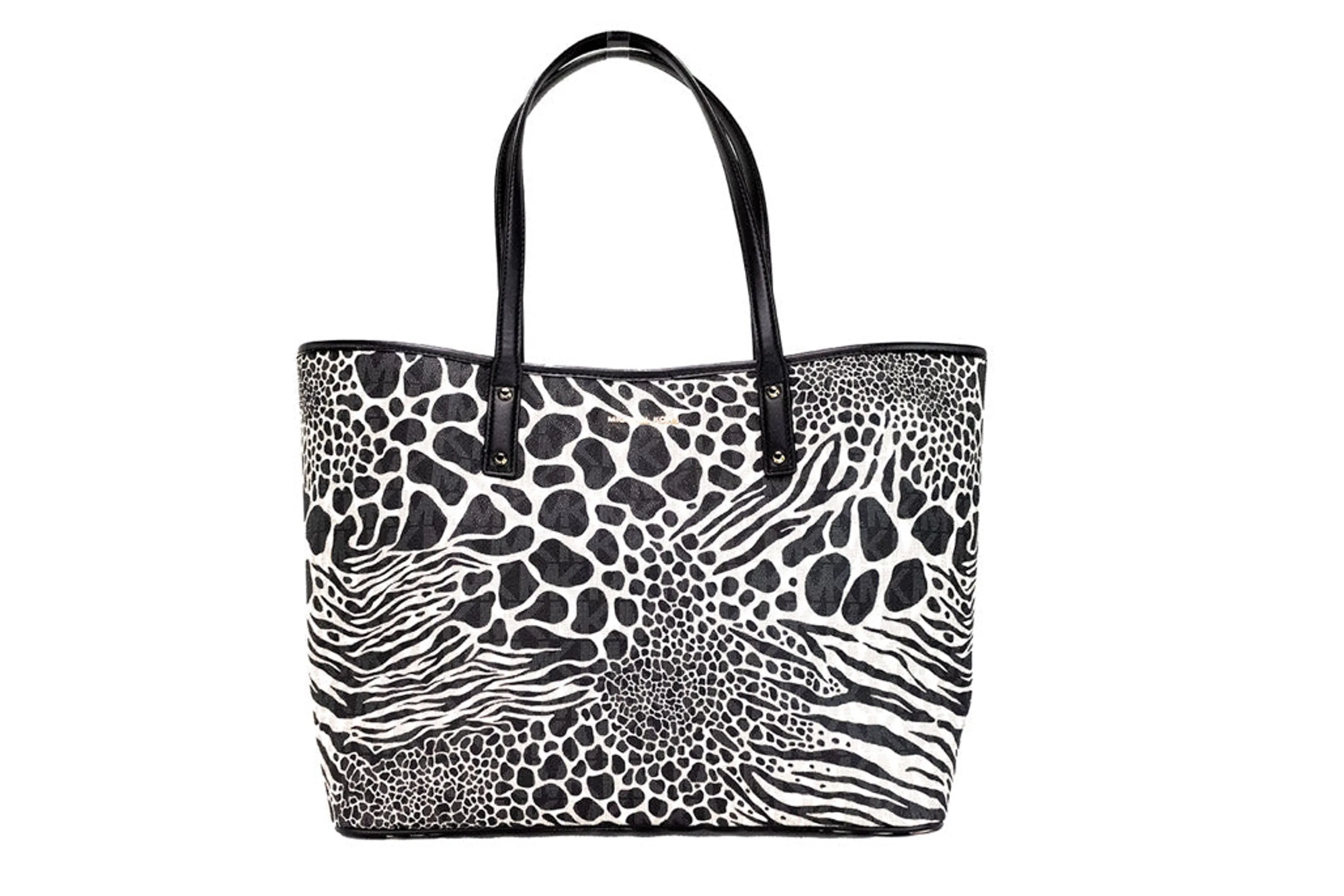 Michael Kors Carter Large Black Animal Print Open Tote