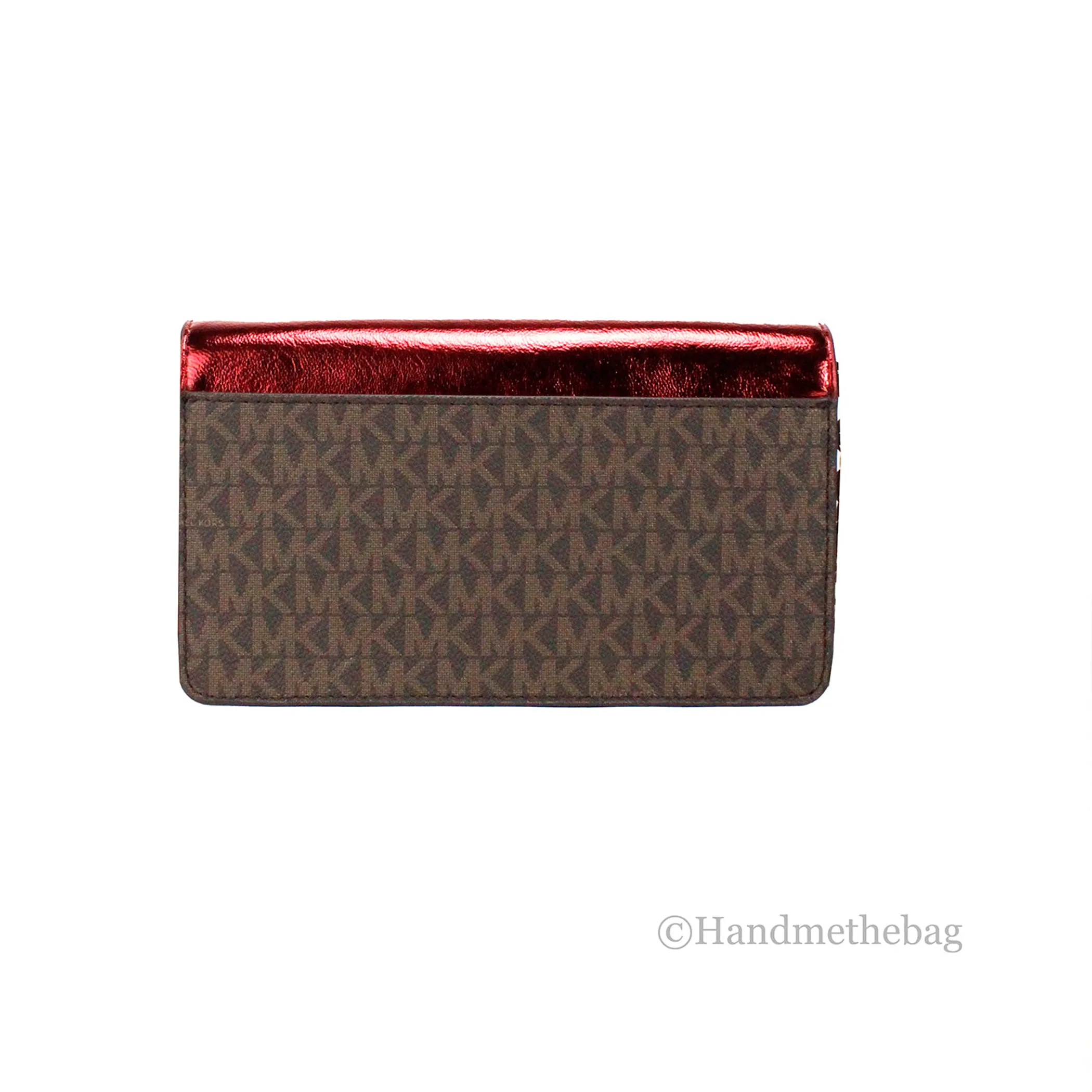 Michael Kors Jet Set Crimson Small Flap Clutch Crossbody Bag