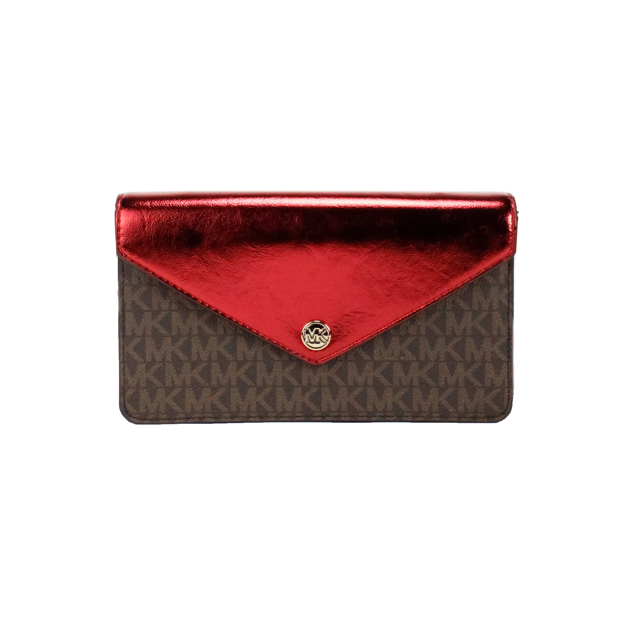 Michael Kors Jet Set Crimson Small Flap Clutch Crossbody Bag