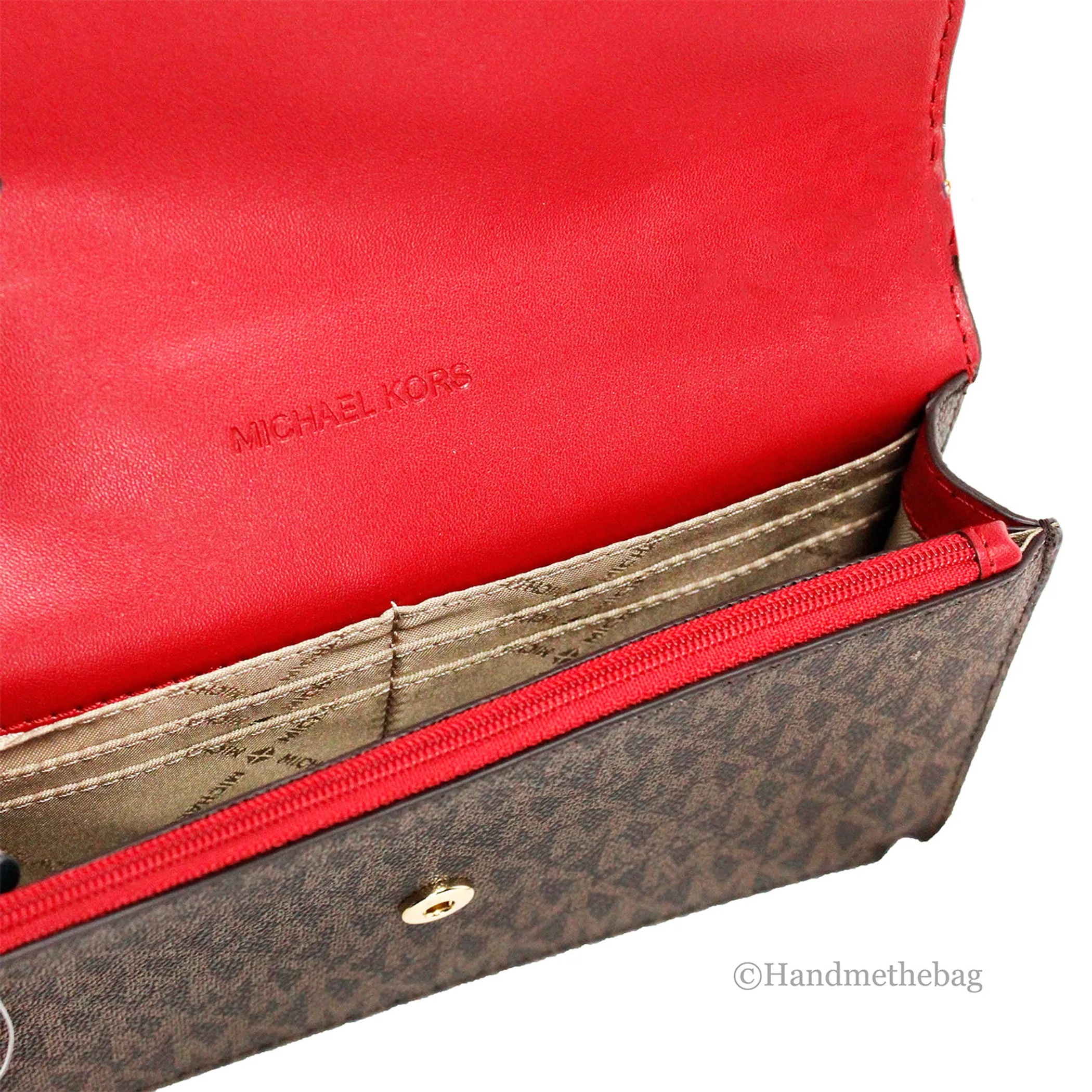 Michael Kors Jet Set Crimson Small Flap Clutch Crossbody Bag