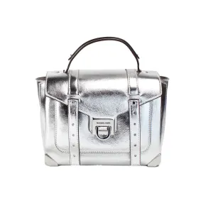 Michael Kors Manhattan Medium Metallic Silver Convertible Satchel