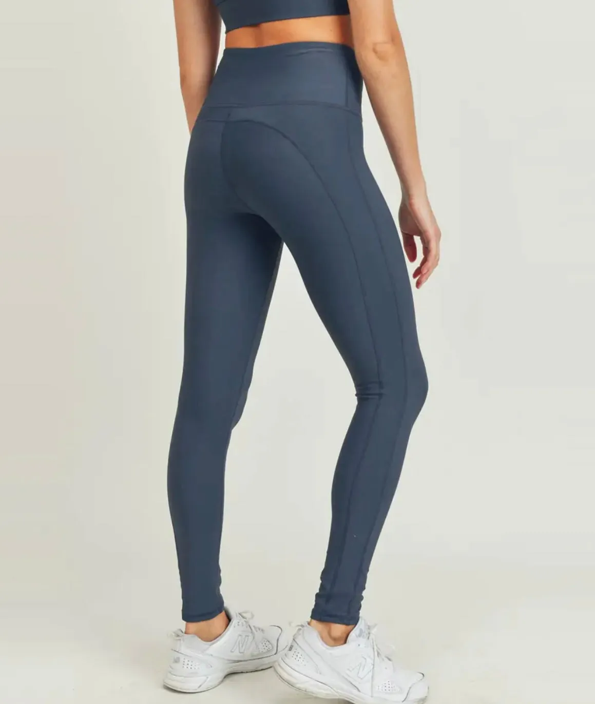 Micro-Rib Lycra-Blend Swoop Back High-Waist Legging