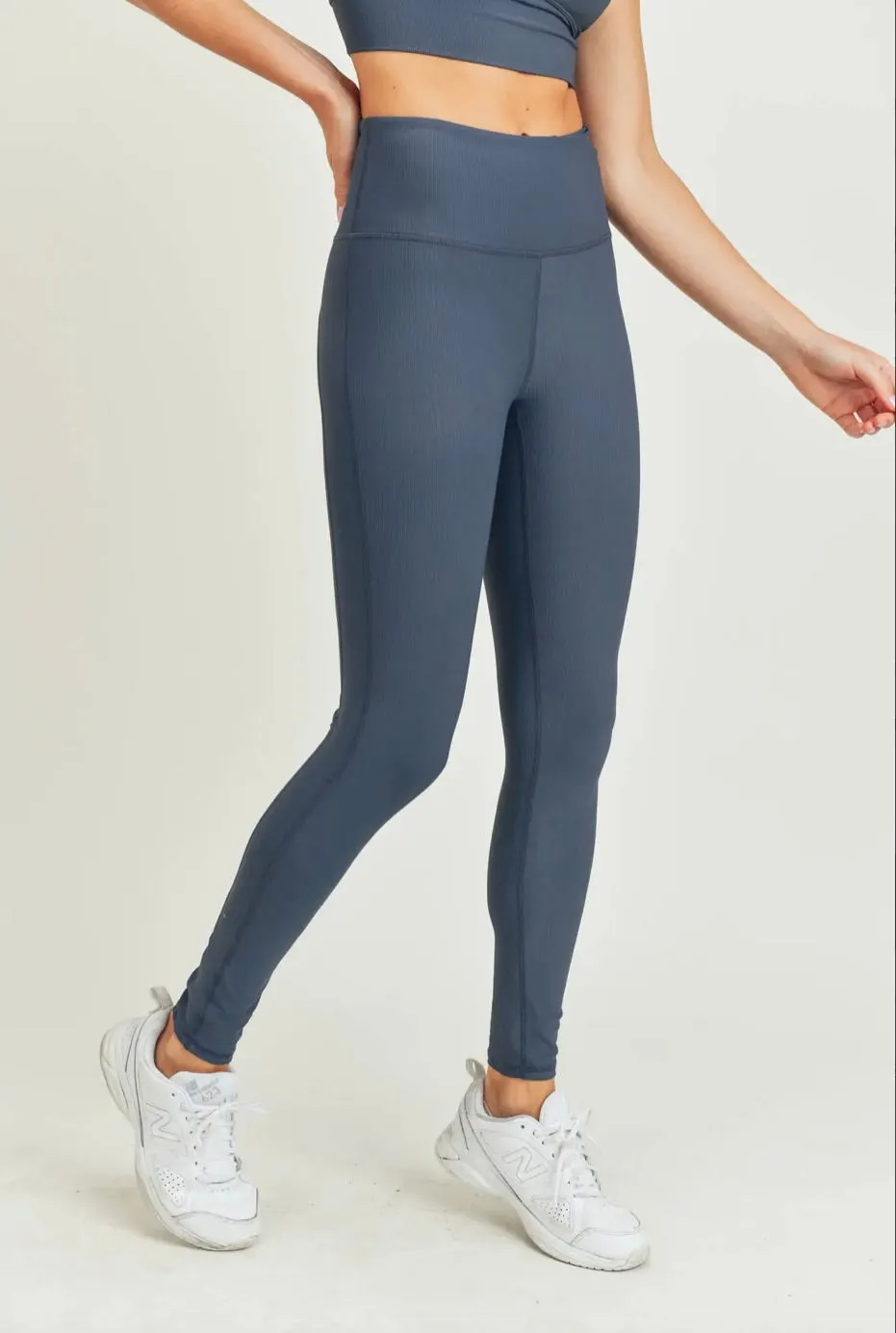 Micro-Rib Lycra-Blend Swoop Back High-Waist Legging