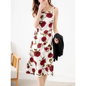 Midi Plant Flowers Chic Versatile Dress