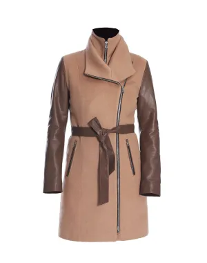 Miranda Tan Wool/Leather Coat