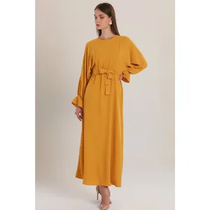 Mustard Elastic Loose Long Dress