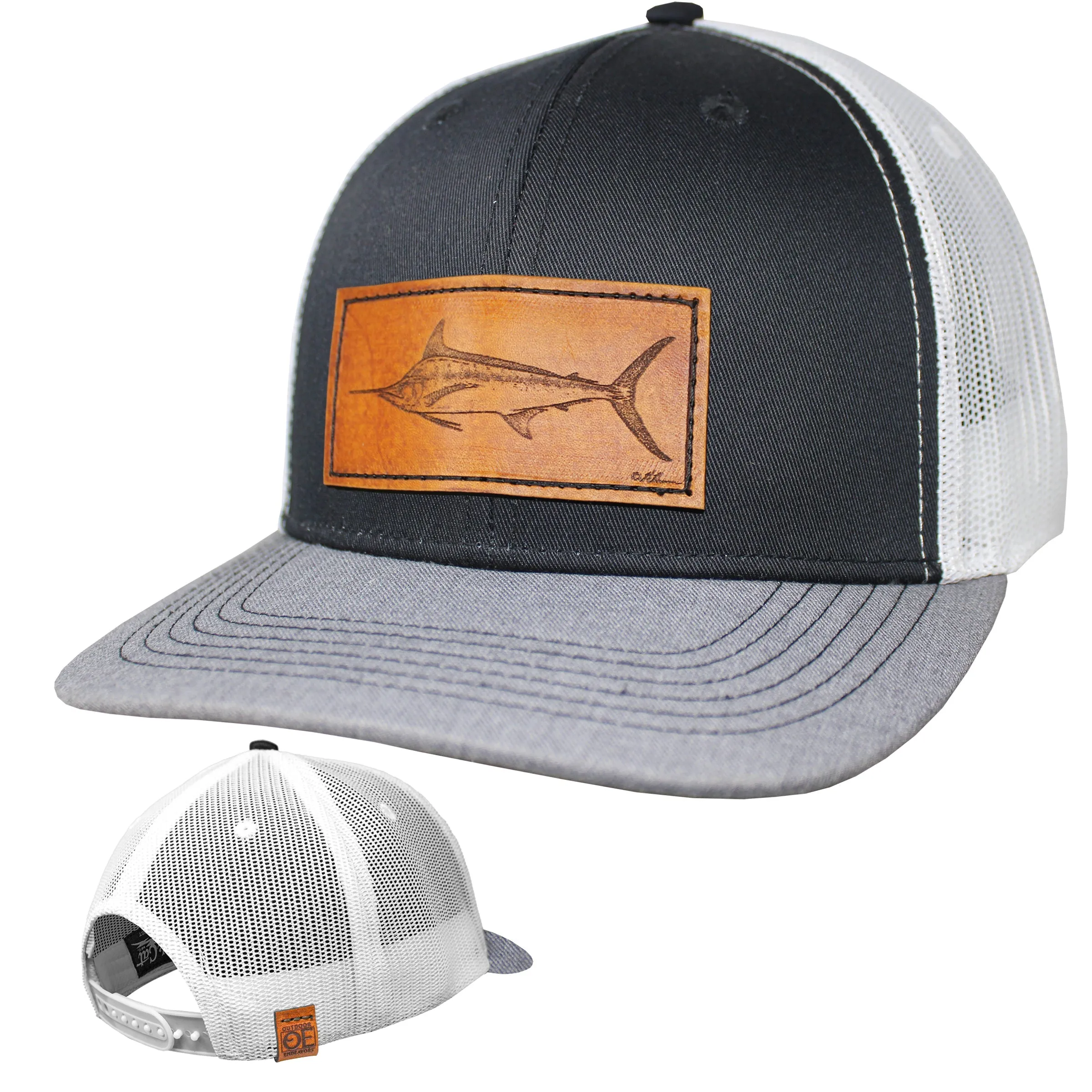 OE - Performance Trucker Hat - Blue Marlin Leather Patch