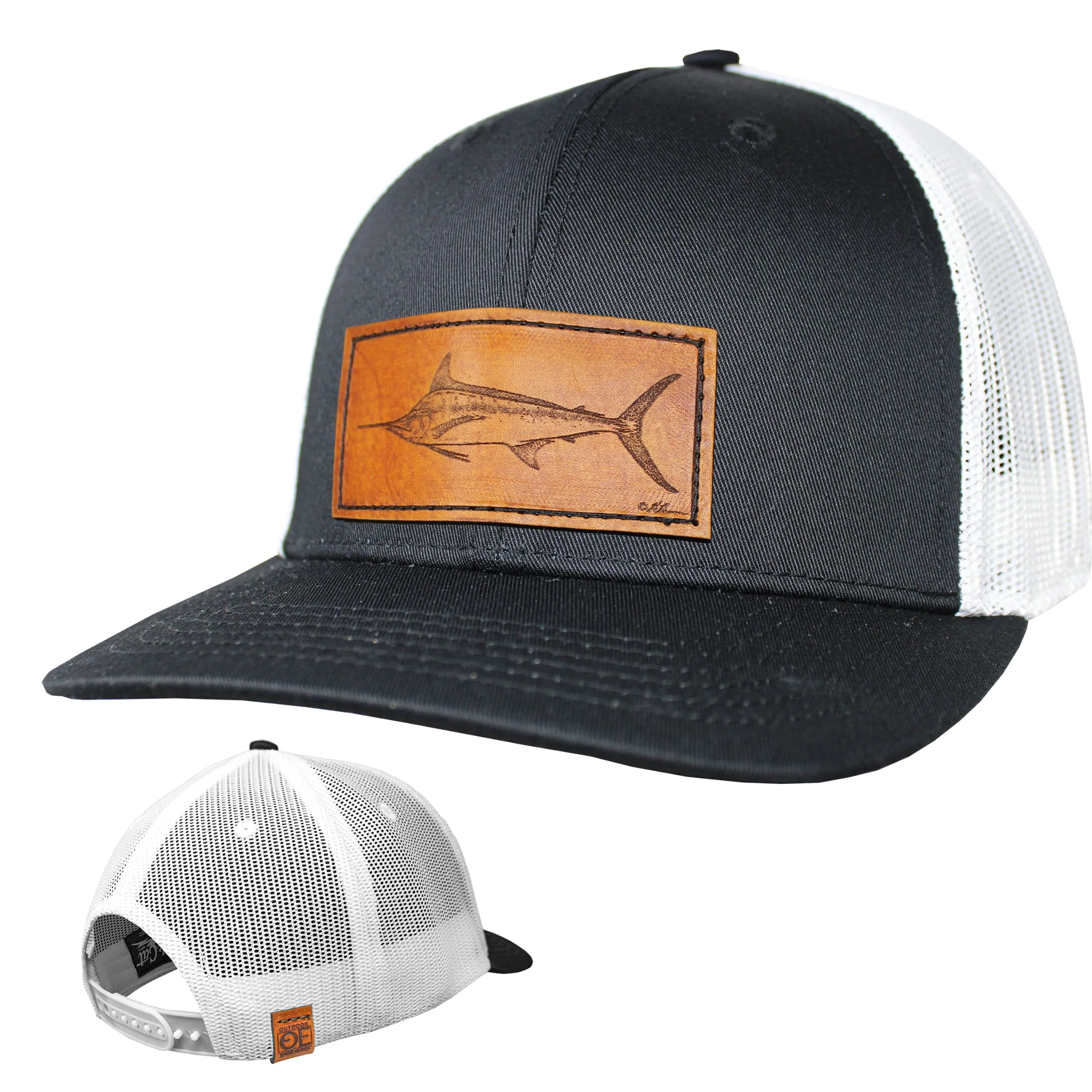 OE - Performance Trucker Hat - Blue Marlin Leather Patch