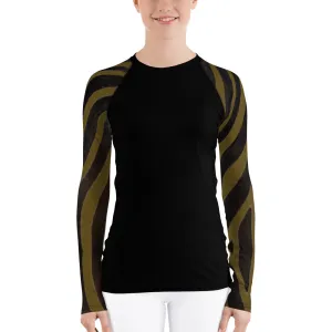 Olive Zebra Long Sleeve Tops