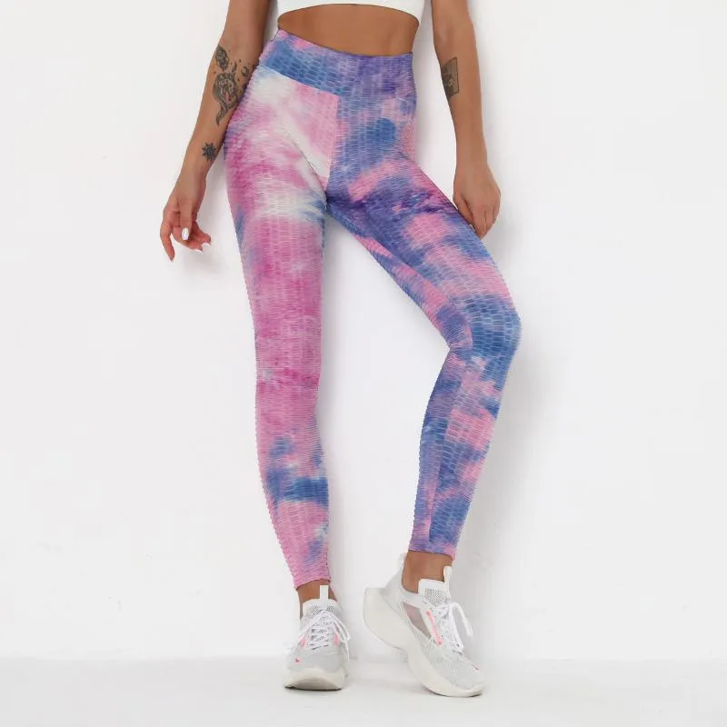 Ombre Yoga Tight-Fitting Color Blocking Print Sports Tie-Dye High Elasticity Sports Leggings