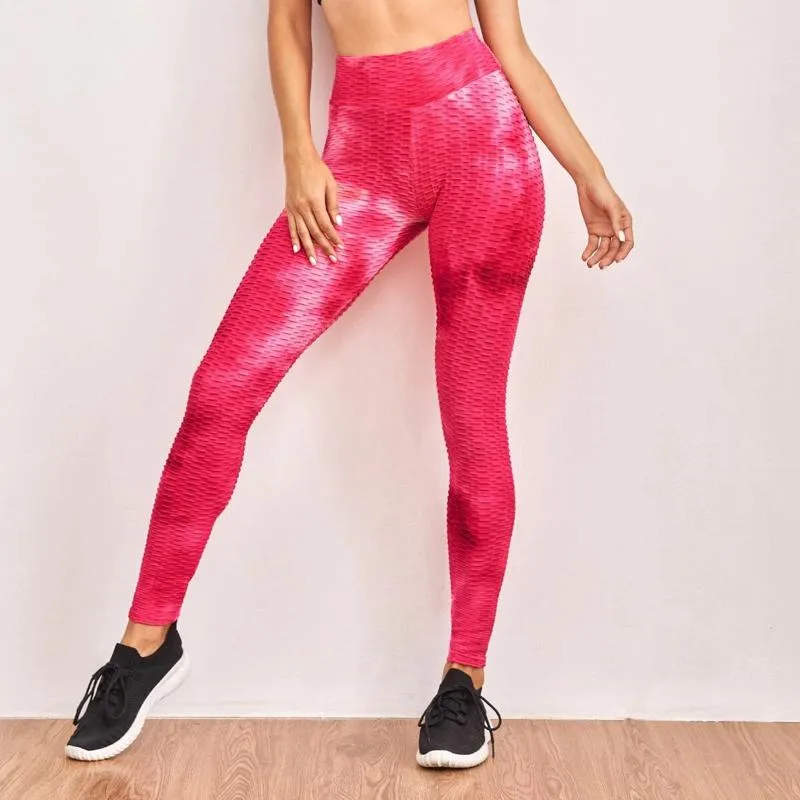 Ombre Yoga Tight-Fitting Color Blocking Print Sports Tie-Dye High Elasticity Sports Leggings