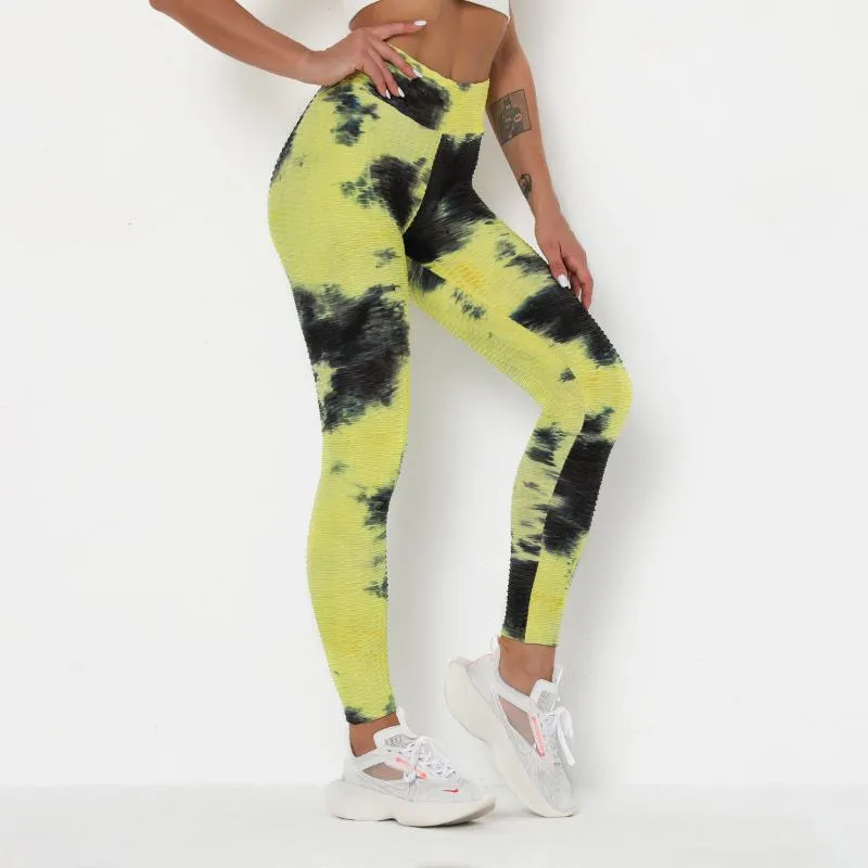 Ombre Yoga Tight-Fitting Color Blocking Print Sports Tie-Dye High Elasticity Sports Leggings