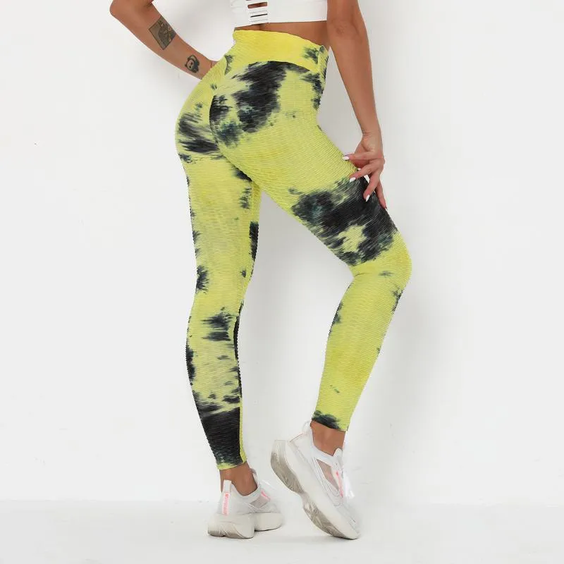 Ombre Yoga Tight-Fitting Color Blocking Print Sports Tie-Dye High Elasticity Sports Leggings