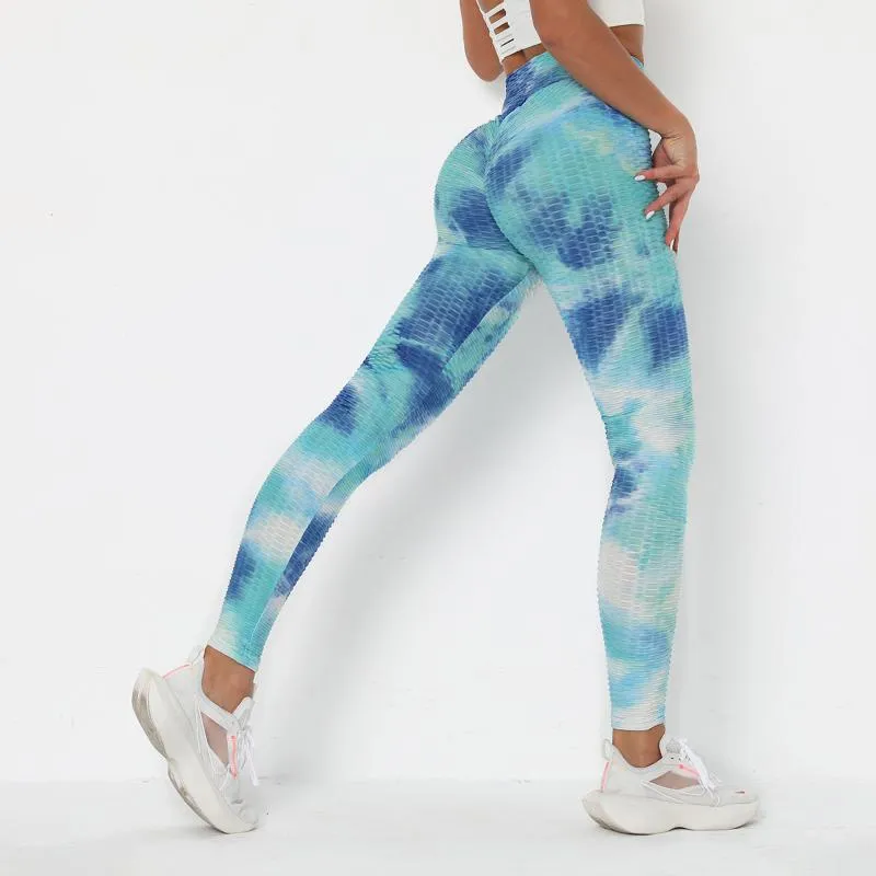 Ombre Yoga Tight-Fitting Color Blocking Print Sports Tie-Dye High Elasticity Sports Leggings