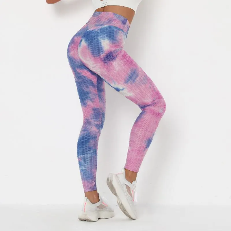 Ombre Yoga Tight-Fitting Color Blocking Print Sports Tie-Dye High Elasticity Sports Leggings