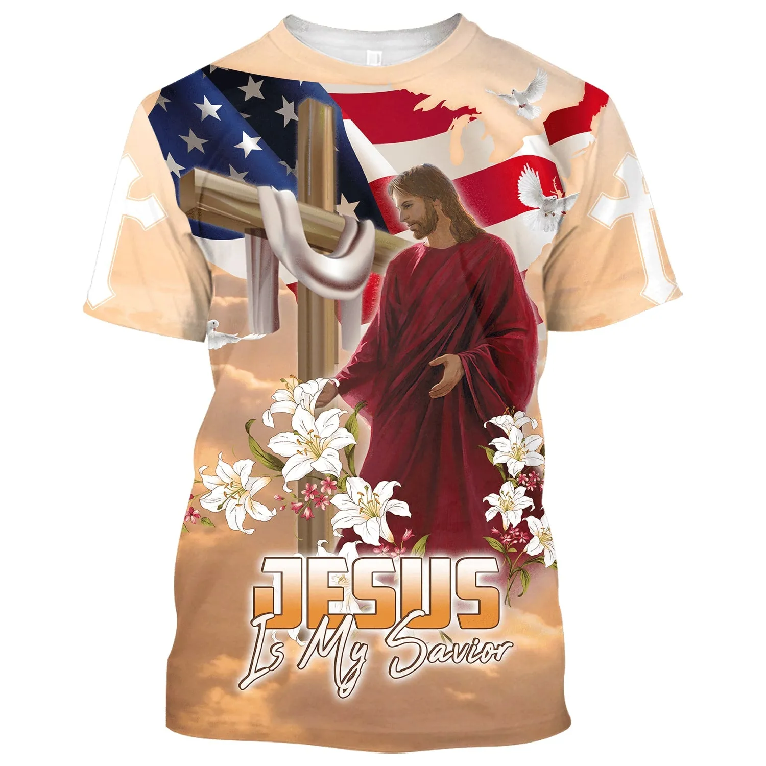 One Nation Under God Jesus Lily 3d All Over Print Shirt - Christian 3d Shirts For Men Women