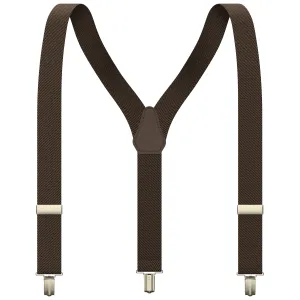 Pecan Brown Slim Suspenders for Men & Women Boys & Girls Y-back Shape 1 inch wide