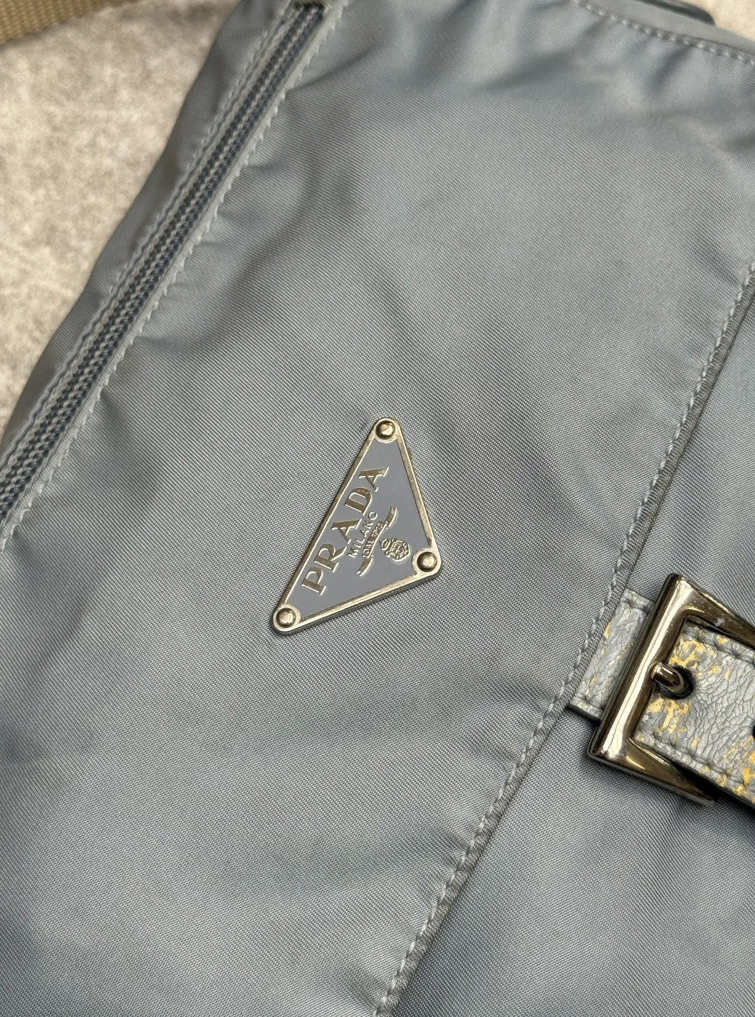 Prada Blue Logo Plaque Crossbody Bag