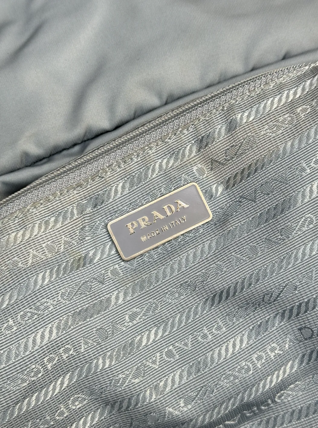 Prada Blue Logo Plaque Crossbody Bag