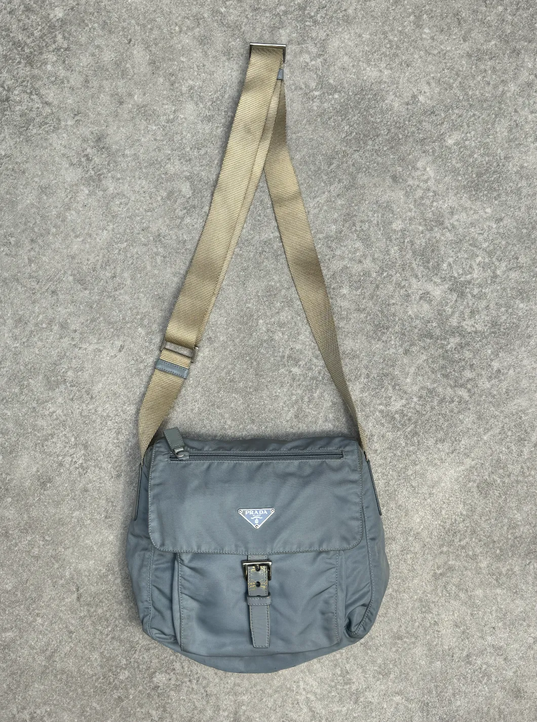 Prada Blue Logo Plaque Crossbody Bag