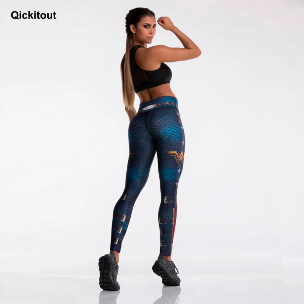 QICKITOUT  Women's Wonder Woman Print Athletic Active Wear Leggings