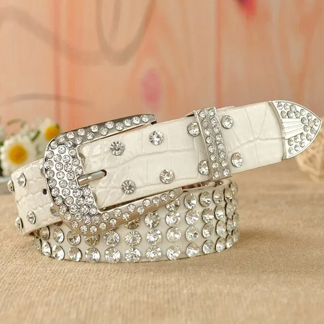 Rhinestone Luxury Designer Genuine Leather Belt