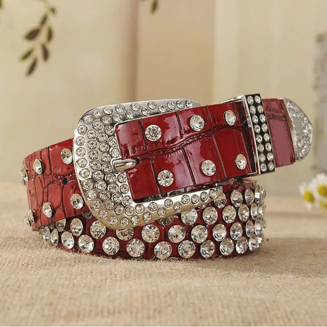 Rhinestone Luxury Designer Genuine Leather Belt