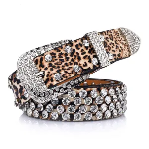 Rhinestone Luxury Designer Genuine Leather Belt