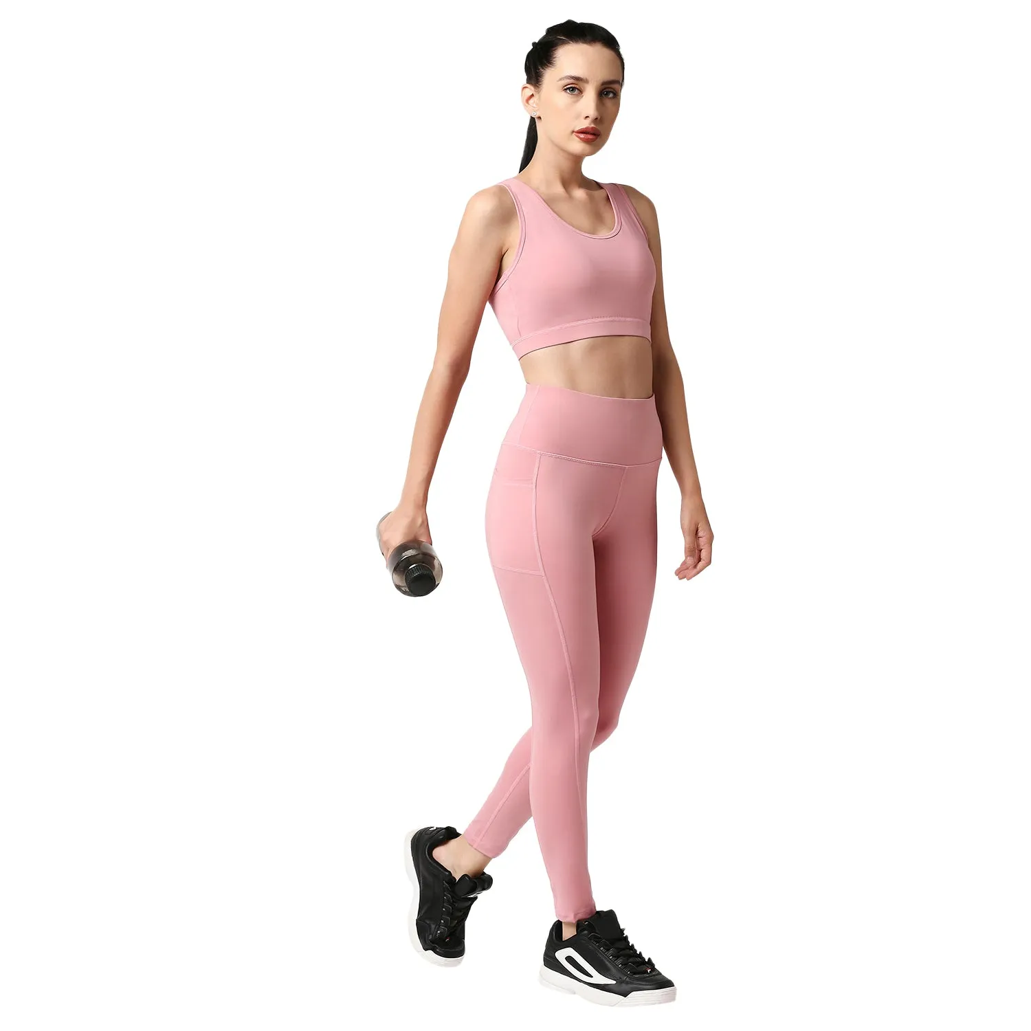 Set of Sleeveless Sports Crop Top and High Waist Ankle Length Sports Leggings With Pockets Set AT-5 AT-2