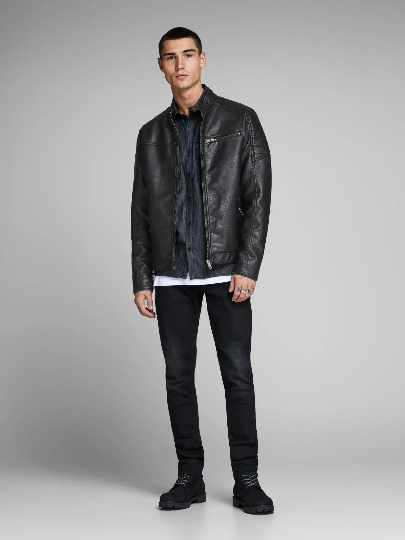 Slim Fit Bomber Leather Jacket