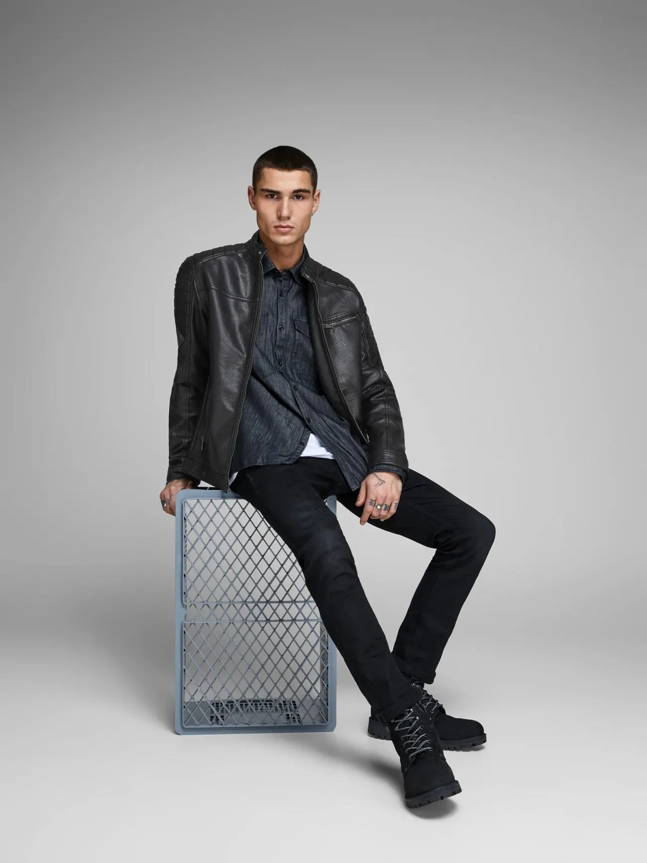 Slim Fit Bomber Leather Jacket