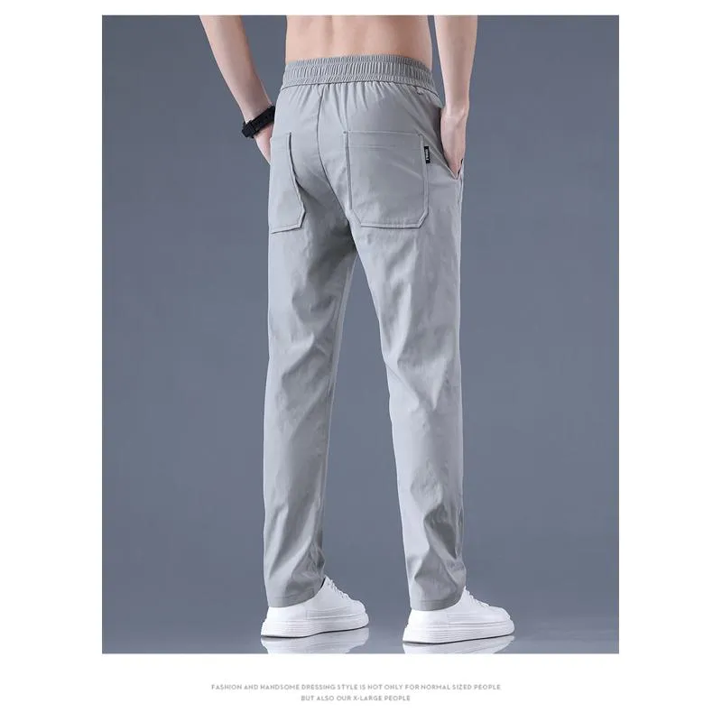 Slim-Fit Breathable Elastic Waist Lightweight Straight Versatile Pants