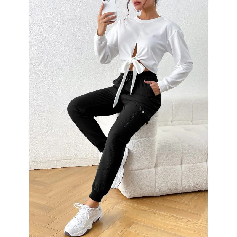 Slim-Fit Sports Elastic Houndstooth Pocket Sports Pants