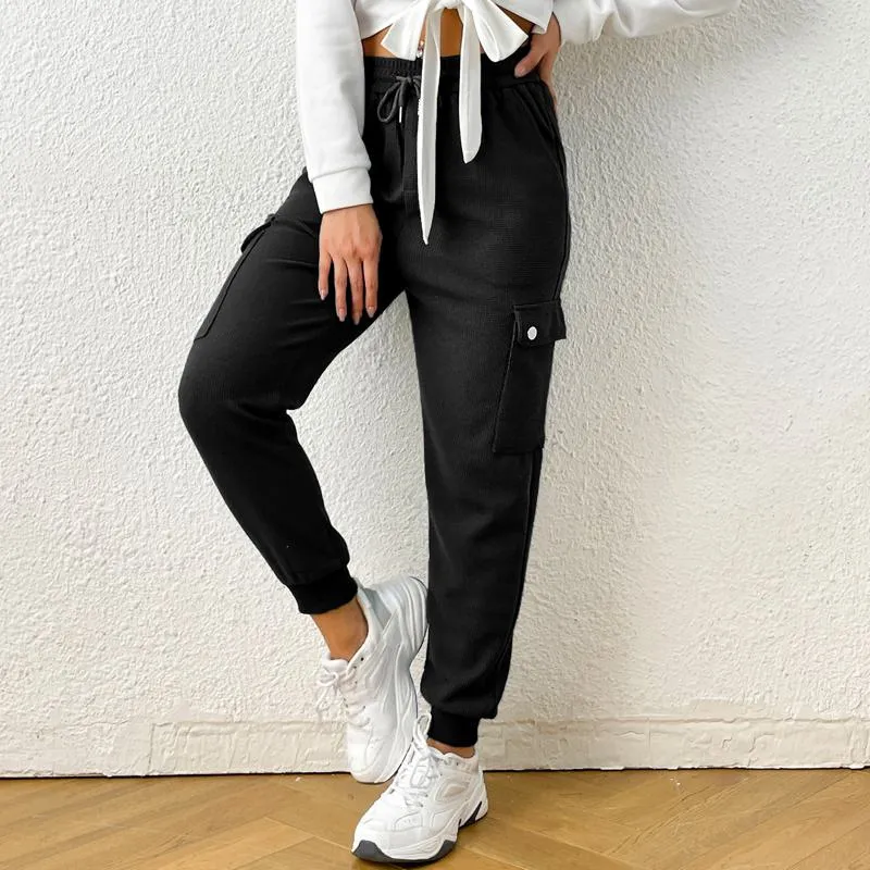 Slim-Fit Sports Elastic Houndstooth Pocket Sports Pants